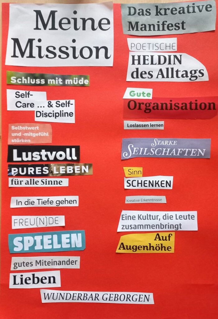 Textcollage "Meine Mission"